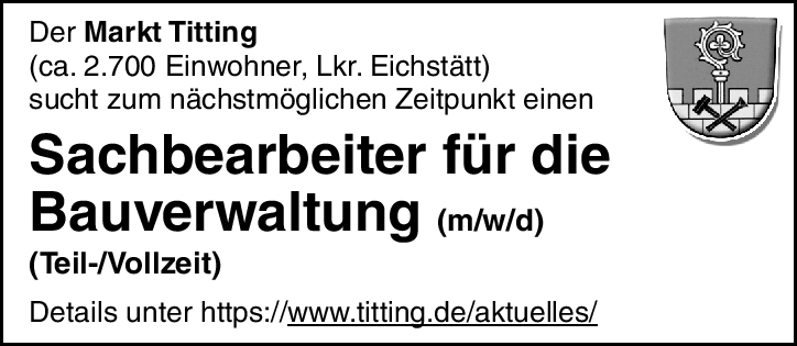 Sachbearbeiter für die Bauverwaltung (m/w/d) Teil-/Vollzeit