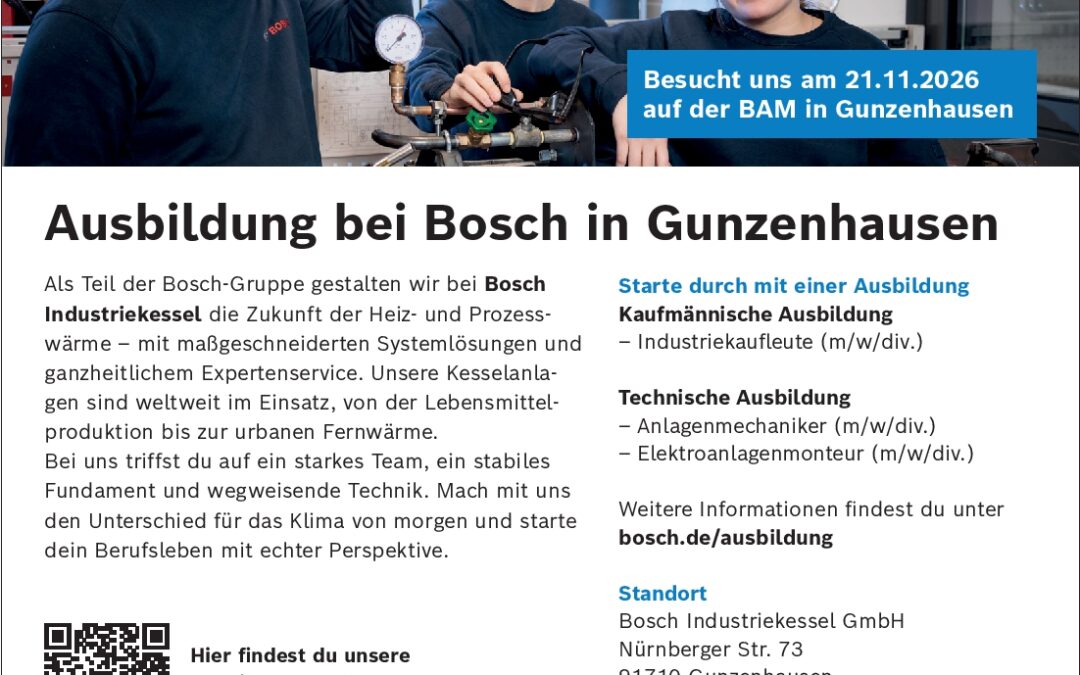 Kaufmännische und Technische Ausbildung bei Bosch Industriekessel GmbH
