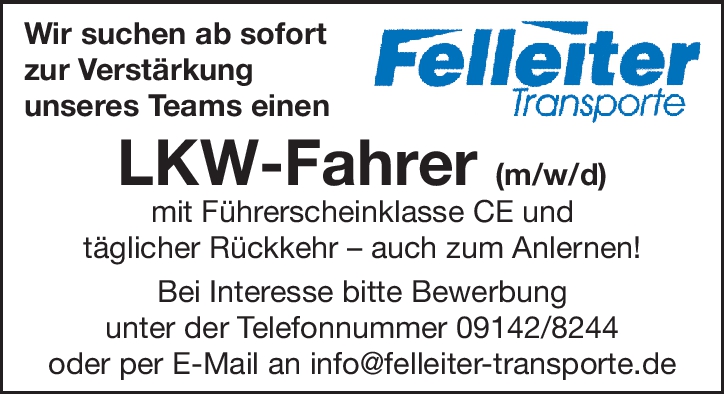 LKW-Fahrer (m/w/d)