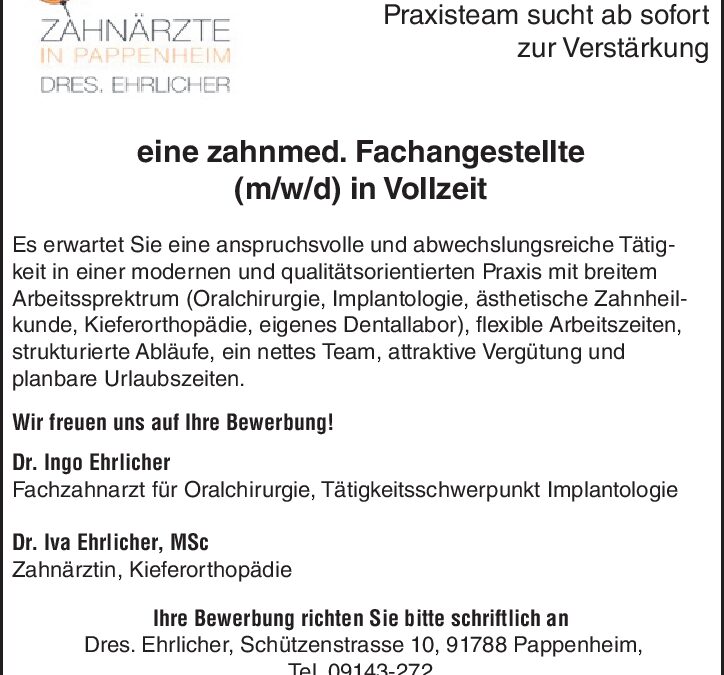 Zahnmedizinische Fachangestellte (m/w/d)