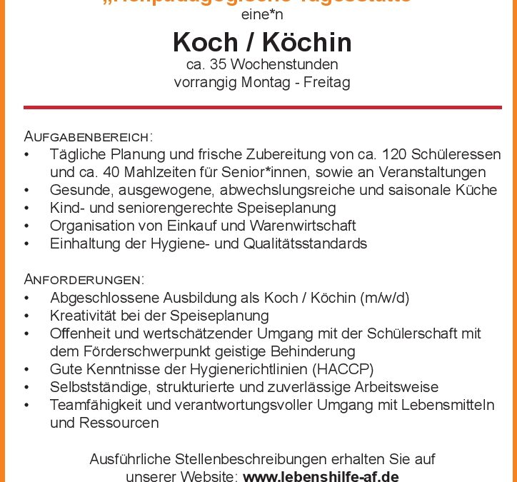 Koch/Köchin (m/w/d)