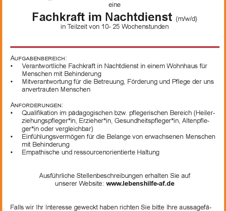 Fachkraft im Nachtdienst (m/w/d)