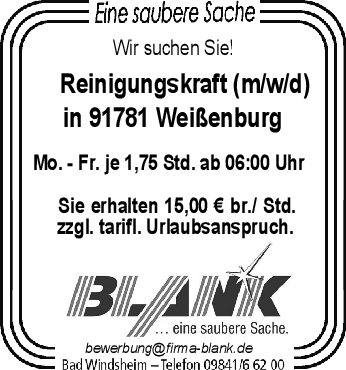 Reinigungskraft (m,w,d)